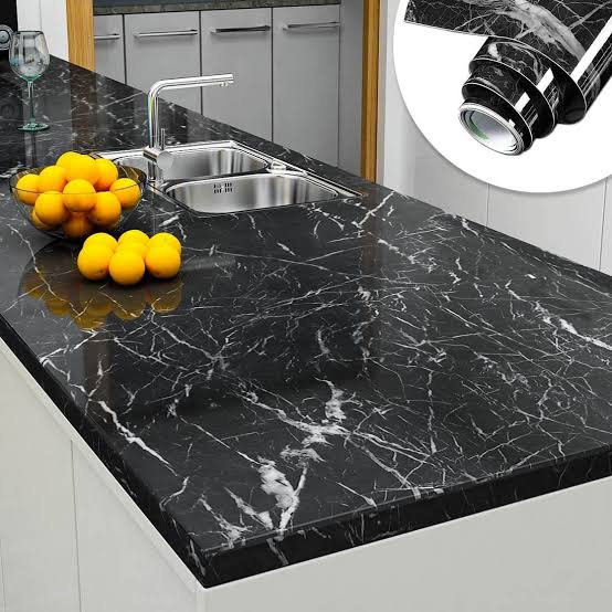 Self Adhesive Black Marble Sheet Sticker For Kitchen,(60×200) Cupboard, Wall – Anti Oil And Heat Resistant Wallpaper